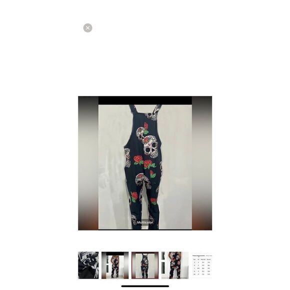 Lightweight skull,overalls with tie shoulders front pocket silky feel for summer - Picture 3 of 4